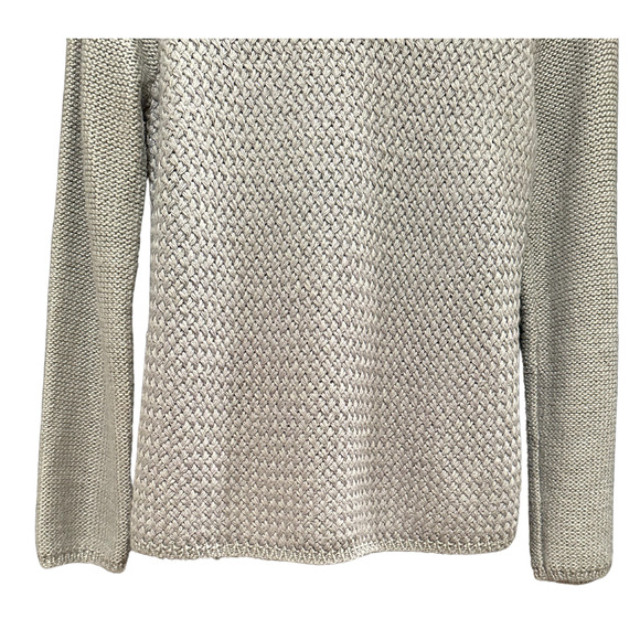 Women's Gray Boat Neck Wool Mohair Blend Cozy Basketweave Sweater Large Preppy - Picture 4 of 7
